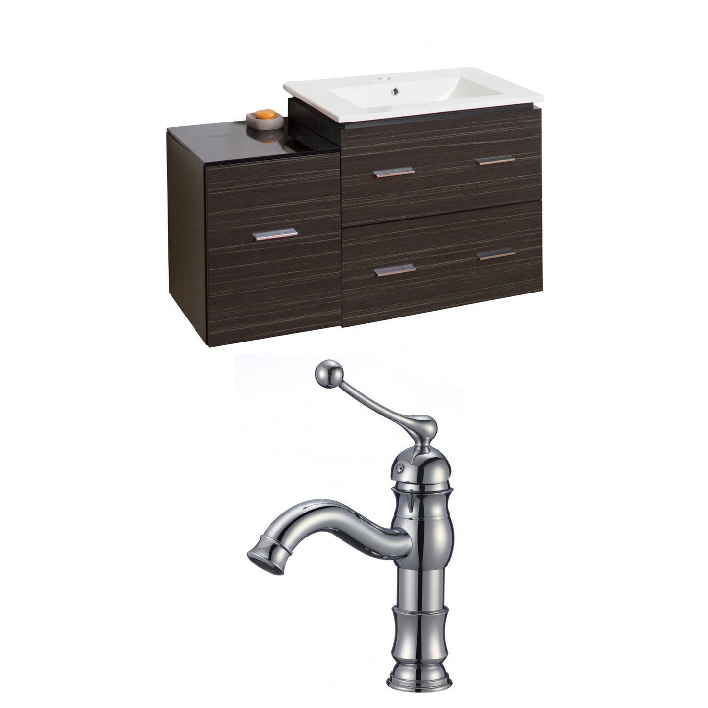 American Imaginations AI-8461 38" Dawn Grey Rectangular Wall Mount Modern Vanity Set