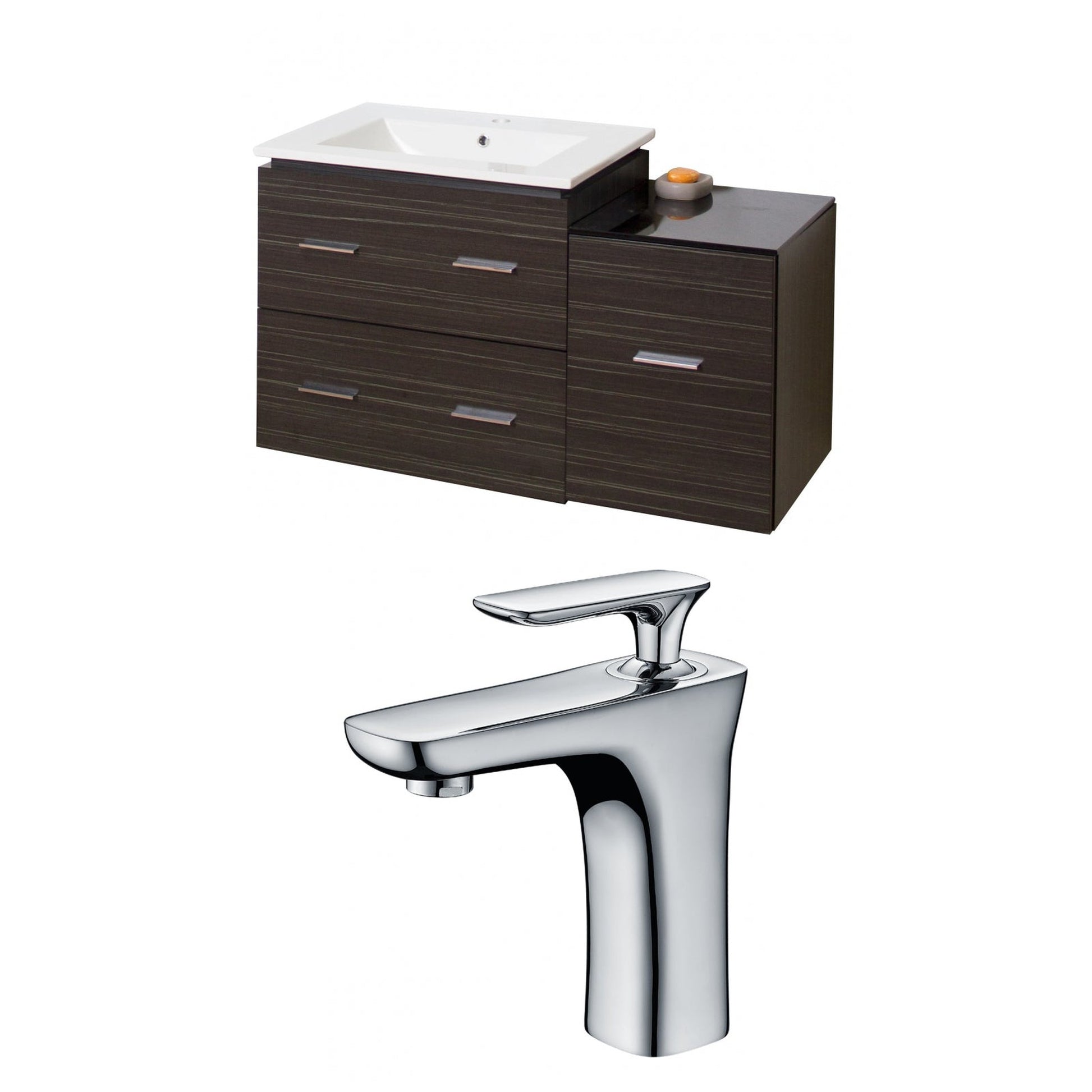American Imaginations AI-9326 38" Dawn Grey Rectangular Wall Mount Modern Vanity Set