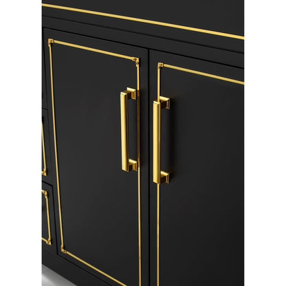 Ancerre Designs Aspen 36" Black Onyx 2-Door 3-Drawer Bathroom Vanity With White Marble Vanity Top, Single Undermount Ceramic Sink, 4" Solid Wood Backsplash and Satin Brushed Gold Hardware