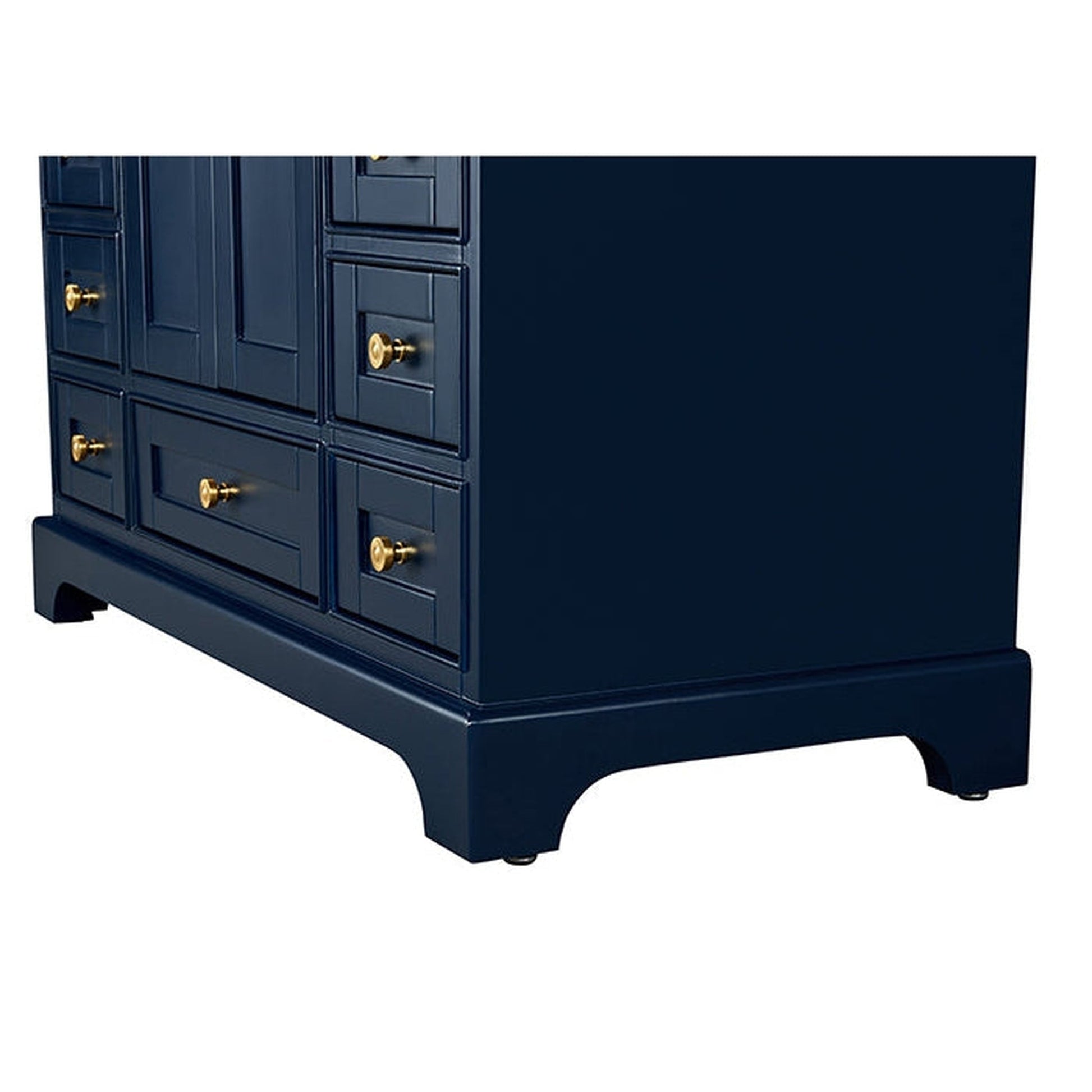 Ancerre Designs Audrey 48" 2-Door 9-Drawer Heritage Blue Bathroom Vanity With White Marble Vanity Top, Single Undermount Ceramic Sink, 4" Solid Wood Backsplash and Satin Brushed Gold Hardware