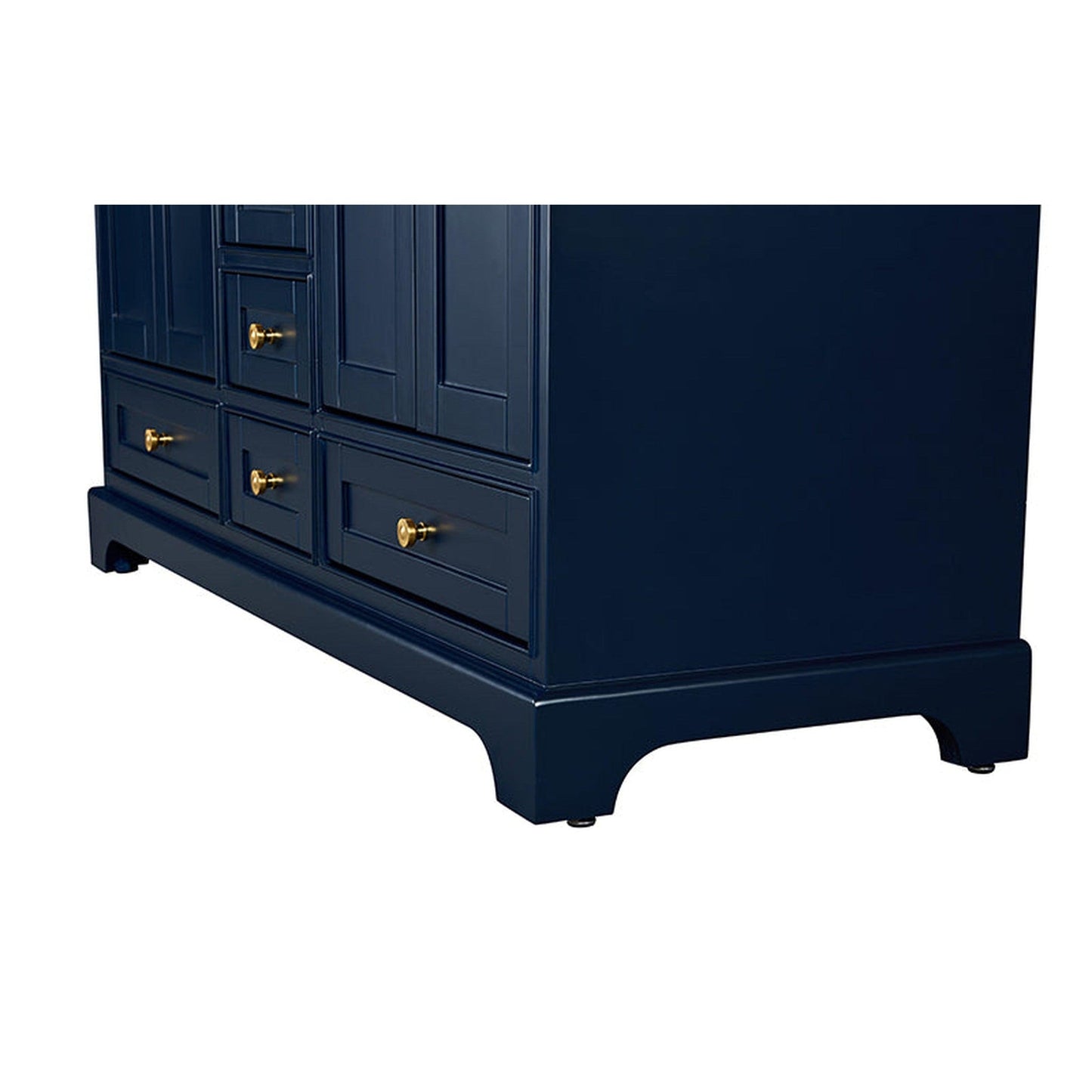 Ancerre Designs Audrey 60" 4-Door 6-Drawer Heritage Blue Bathroom Vanity With White Marble Vanity Top, Double Undermount Ceramic Sink, 4 Solid Wood Backsplash and Satin Brushed Gold Hardware