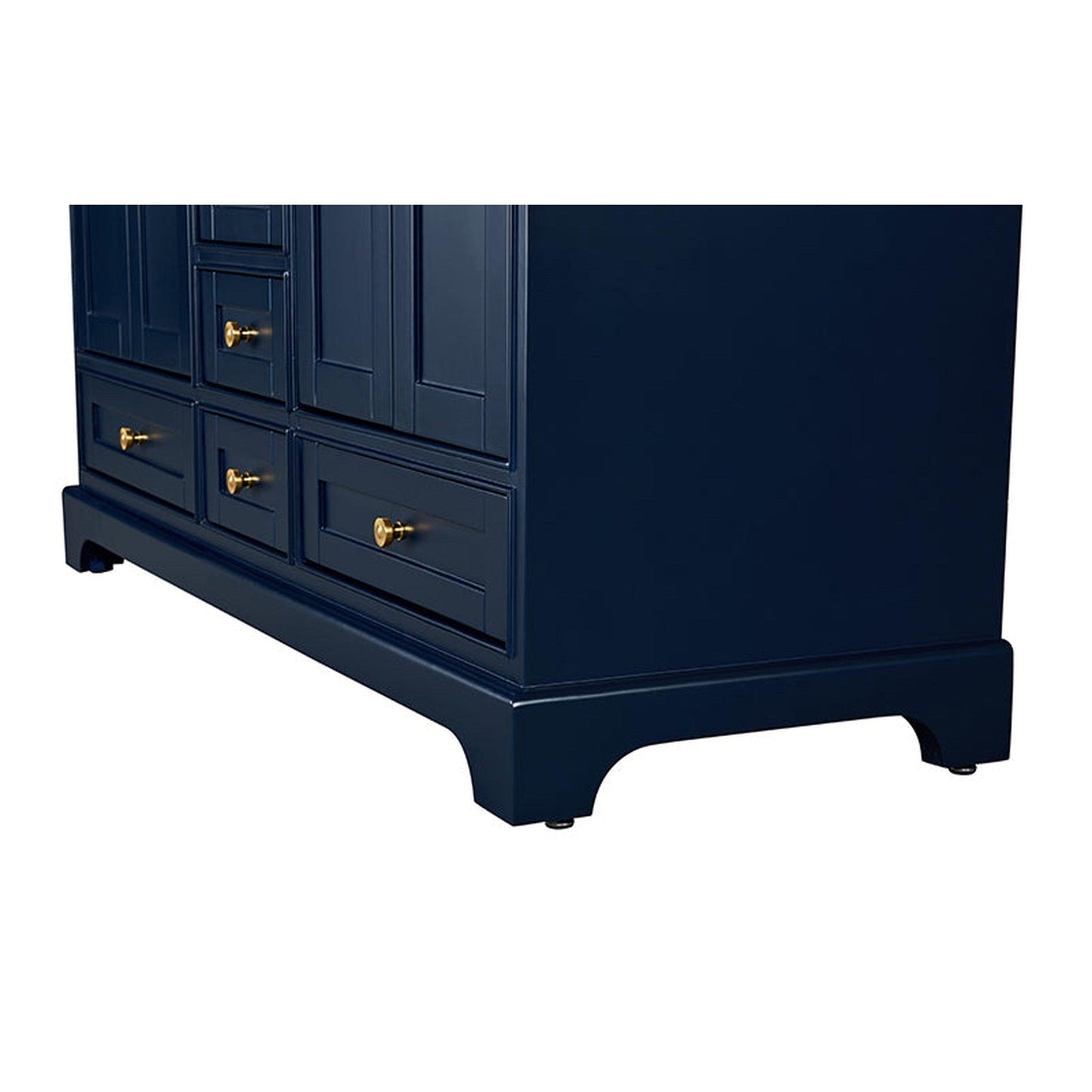 Ancerre Designs Audrey 72" 4-Door 6-Drawers Heritage Blue Bathroom Vanity With White Marble Vanity Top, Double Undermount Ceramic Sink, 4" Solid Wood Backsplash and Satin Brushed Gold Hardware