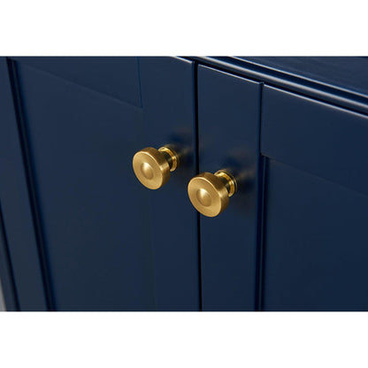 Ancerre Designs Audrey 72" 4-Door 6-Drawers Heritage Blue Bathroom Vanity With White Marble Vanity Top, Double Undermount Ceramic Sink, 4" Solid Wood Backsplash and Satin Brushed Gold Hardware