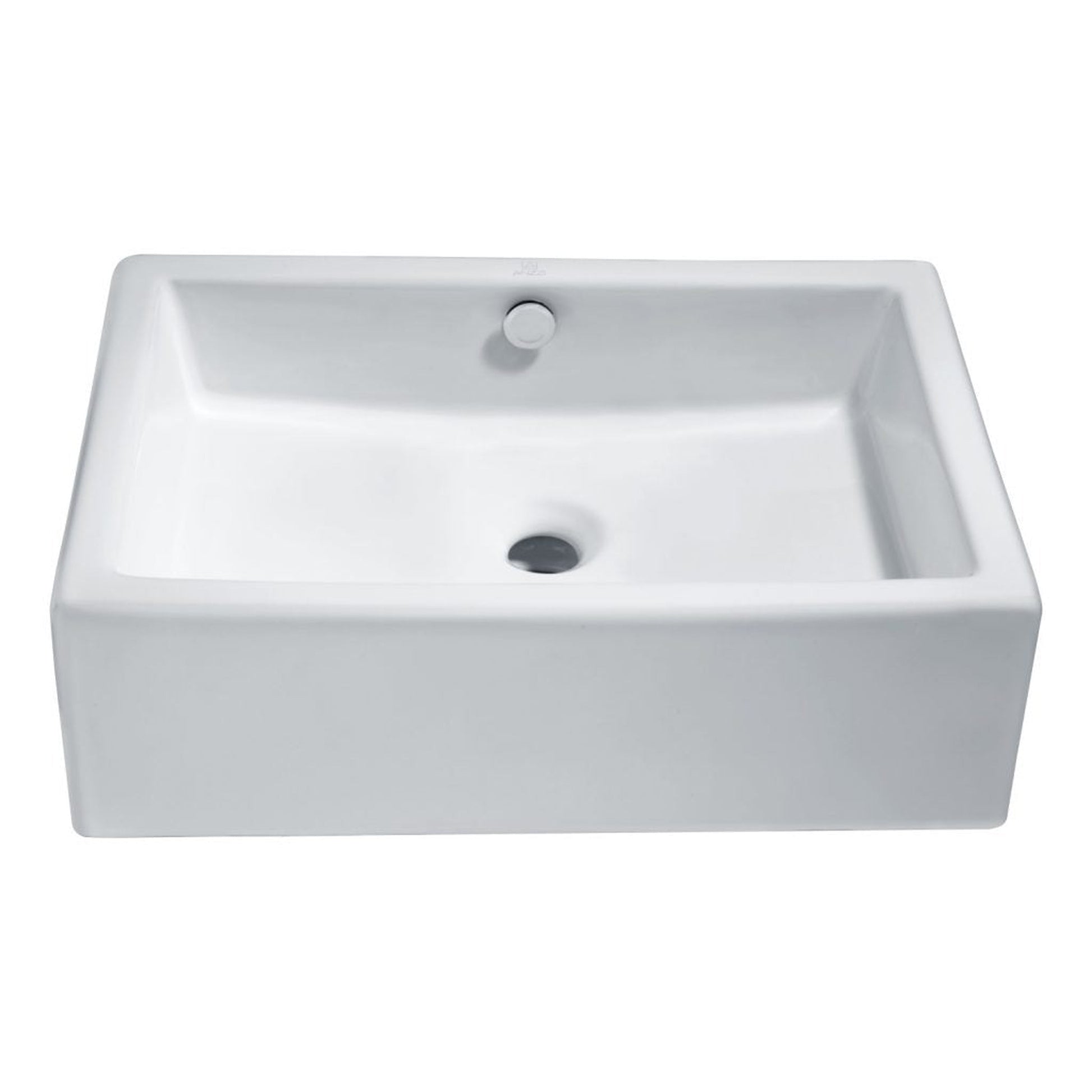 Anzzi Deux Series 20" x 14" Rectangular Glossy White Vessel Sink With Built-In Overflow
