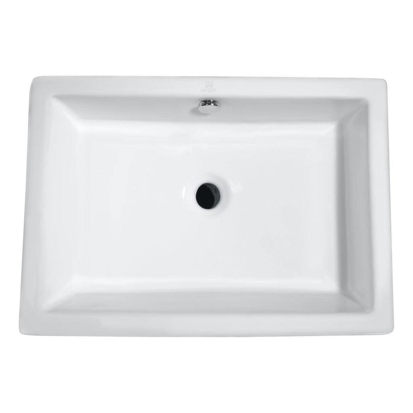 Anzzi Deux Series 20" x 14" Rectangular Glossy White Vessel Sink With Built-In Overflow