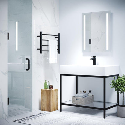 Anzzi Passion Series 30" x 72" Frameless Rectangular Matte Black Hinged Shower Door With Handle and Tsunami Guard