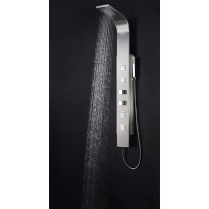 Anzzi Visor Series 60" Brushed Stainless Steel 4-Jetted Full Body Shower Panel With Heavy Rain Shower Head and Euro-Grip Hand Sprayer