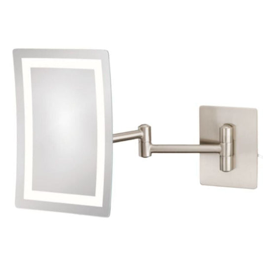 Aptations Kimball & Young 7" x 9" Polished Nickel Wall-Mounted Contemporary Rectangular Single Sided Hardwired 3X Magnified Makeup With Switchable 3,500K Warm White and 5,500K Cool White LED Light Color
