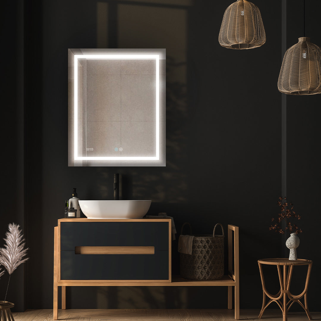 Aquadom Daytona 30" x 40" Rectangle Ultra-Slim Frame LED Lighted Bathroom Mirror With Defogger