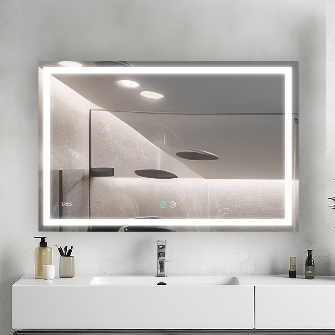 Aquadom Daytona 40" x 30" Rectangle Ultra-Slim Frame LED Lighted Bathroom Mirror With Defogger