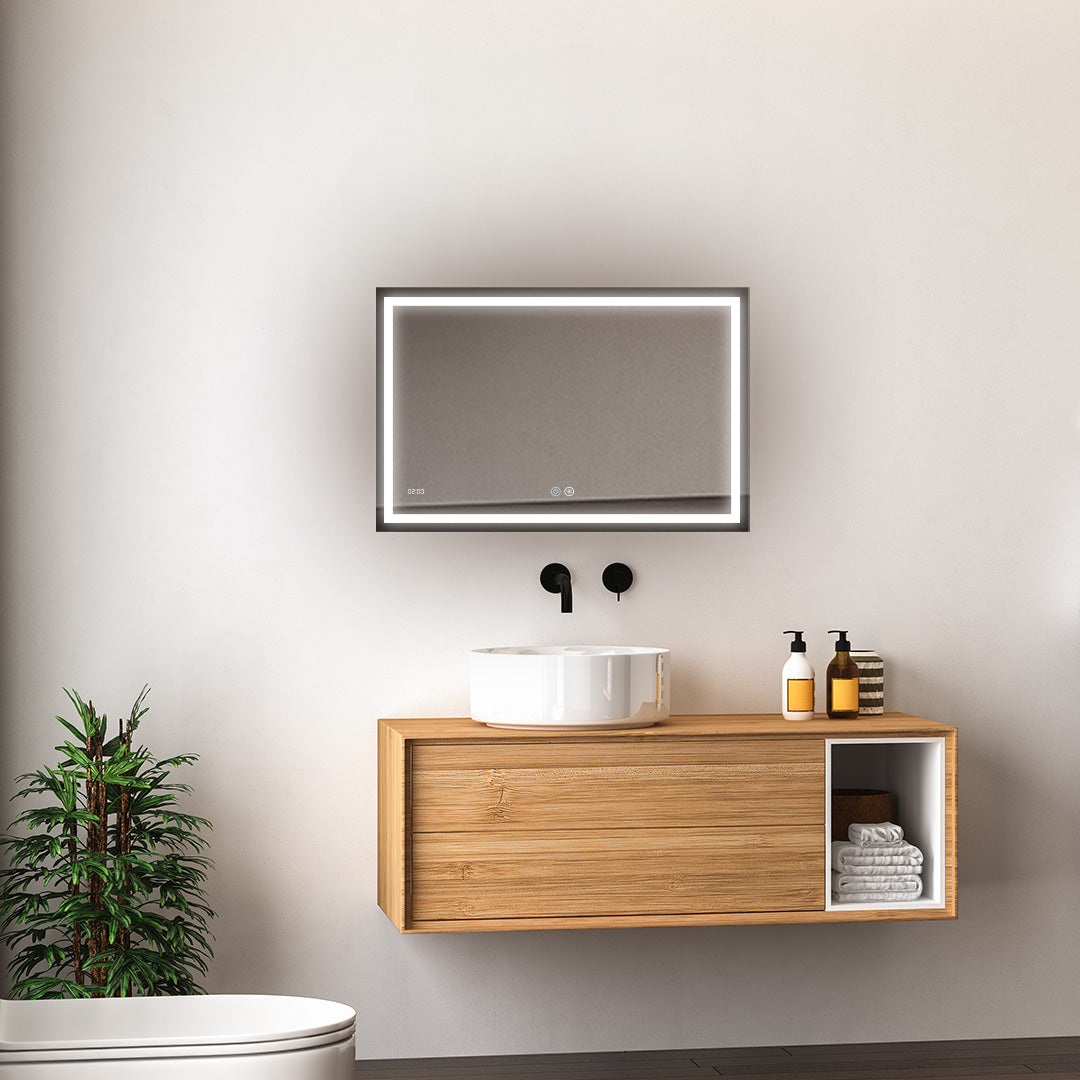 Aquadom Daytona 40" x 30" Rectangle Ultra-Slim Frame LED Lighted Bathroom Mirror With Defogger