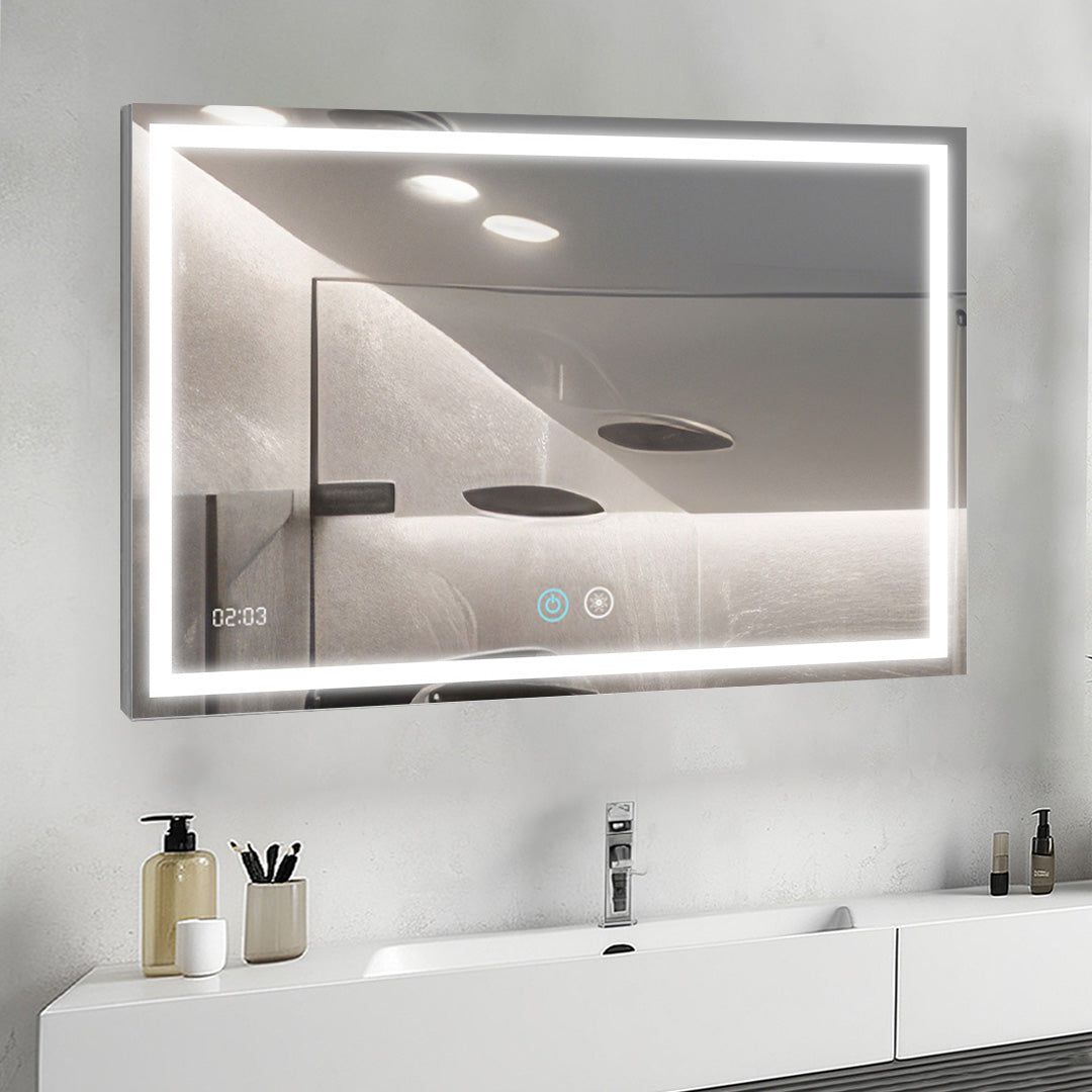 Aquadom Daytona 40" x 30" Rectangle Ultra-Slim Frame LED Lighted Bathroom Mirror With Defogger