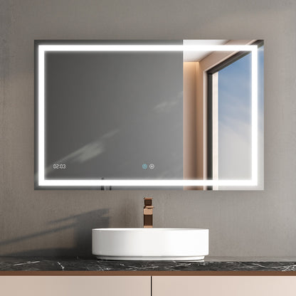 Aquadom Daytona 40" x 36" Rectangle Ultra-Slim Frame LED Lighted Bathroom Mirror With Defogger