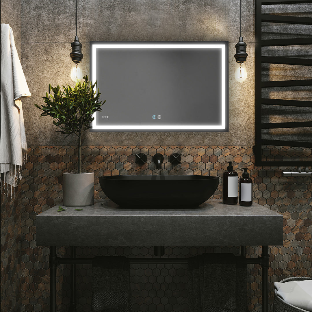 Aquadom Daytona 40" x 36" Rectangle Ultra-Slim Frame LED Lighted Bathroom Mirror With Defogger