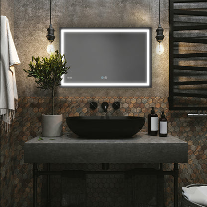Aquadom Daytona 40" x 36" Rectangle Ultra-Slim Frame LED Lighted Bathroom Mirror With Defogger