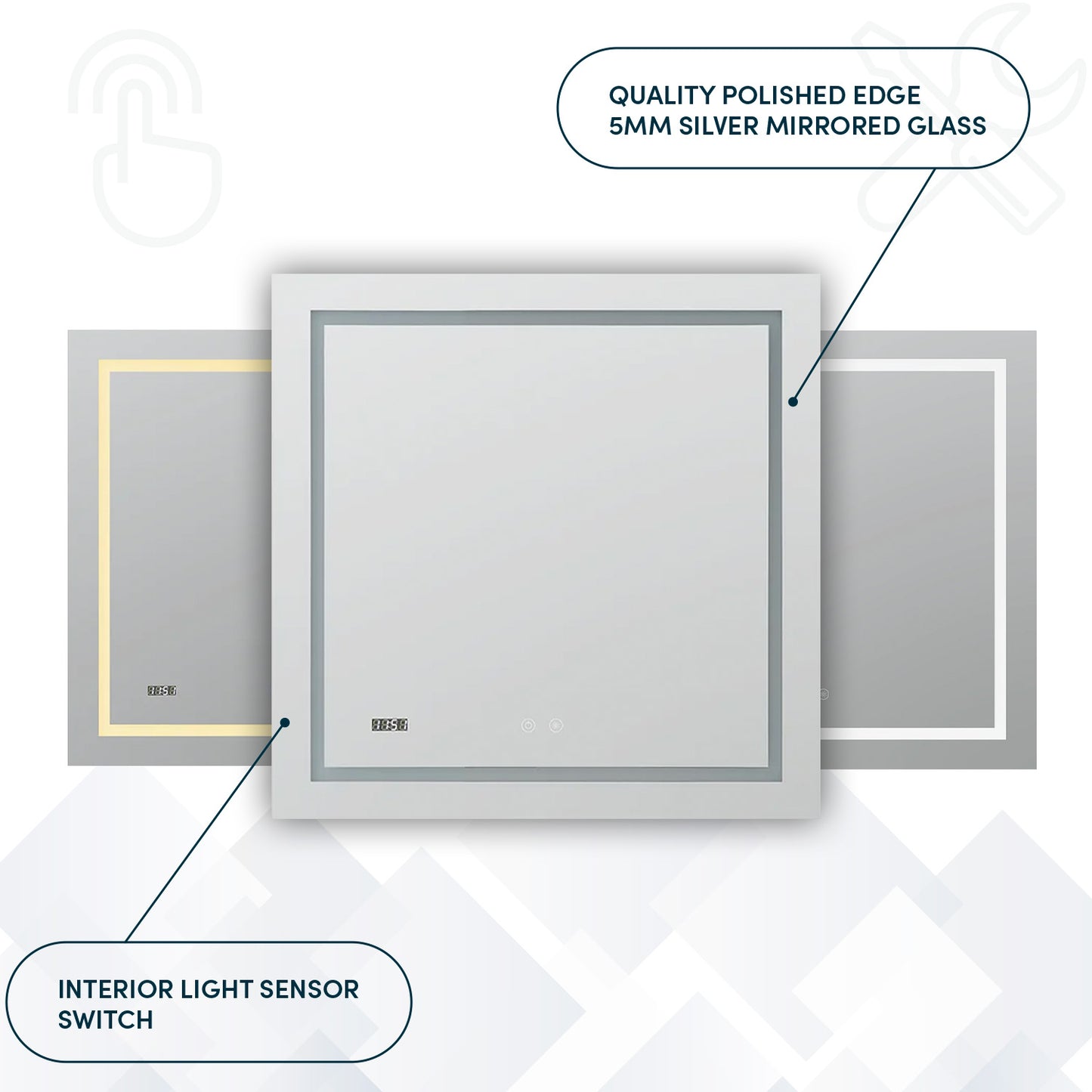 Aquadom Daytona 40" x 36" Rectangle Ultra-Slim Frame LED Lighted Bathroom Mirror With Defogger