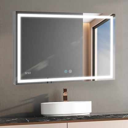 Aquadom Daytona 40" x 36" Rectangle Ultra-Slim Frame LED Lighted Bathroom Mirror With Defogger