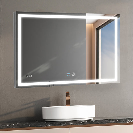 Aquadom Daytona 40" x 36" Rectangle Ultra-Slim Frame LED Lighted Bathroom Mirror With Defogger