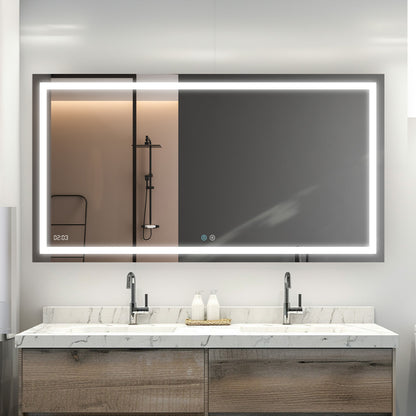 Aquadom Daytona 96" x 36" Rectangle Ultra-Slim Frame LED Lighted Bathroom Mirror With Defogger