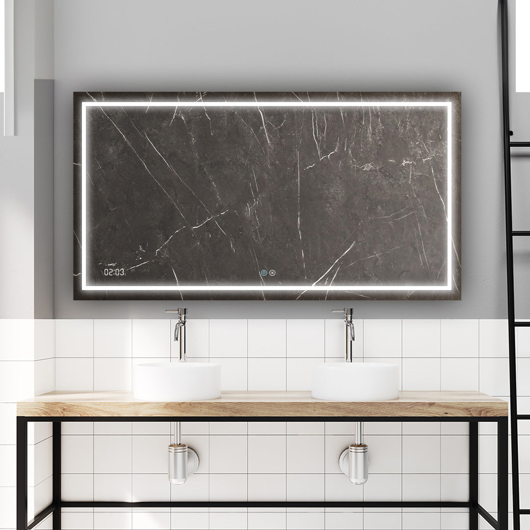 Aquadom Daytona 96" x 36" Rectangle Ultra-Slim Frame LED Lighted Bathroom Mirror With Defogger