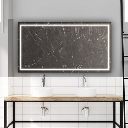 Aquadom Daytona 96" x 36" Rectangle Ultra-Slim Frame LED Lighted Bathroom Mirror With Defogger