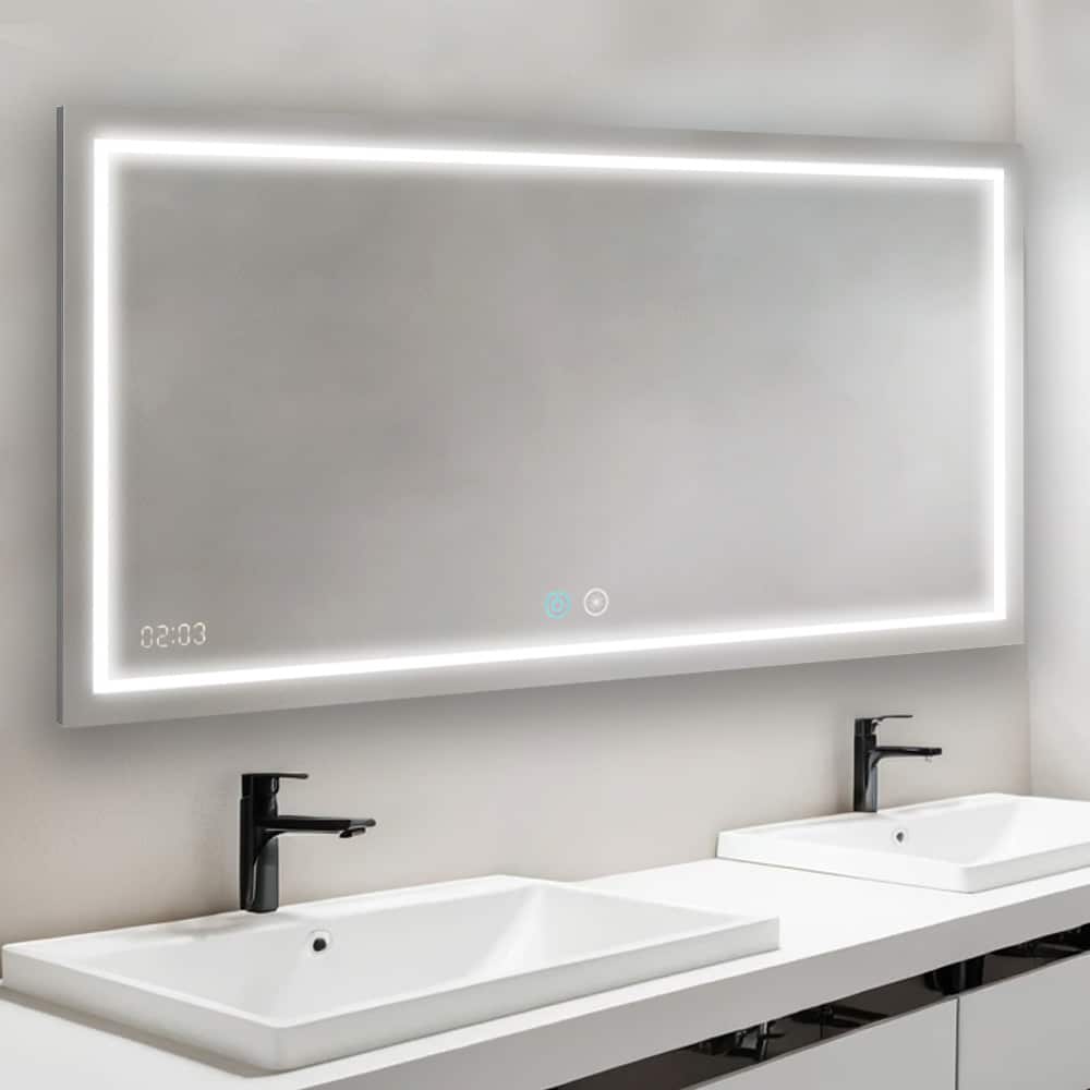 Aquadom Daytona 96" x 36" Rectangle Ultra-Slim Frame LED Lighted Bathroom Mirror With Defogger