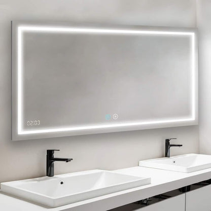 Aquadom Daytona 96" x 36" Rectangle Ultra-Slim Frame LED Lighted Bathroom Mirror With Defogger
