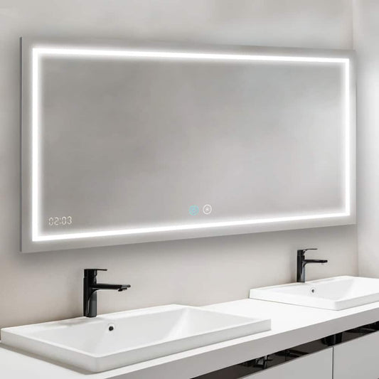 Aquadom Daytona 96" x 36" Rectangle Ultra-Slim Frame LED Lighted Bathroom Mirror With Defogger