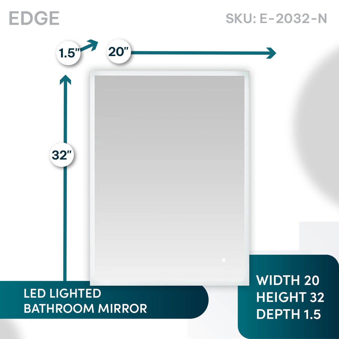 Aquadom Edge 20" x 32" LED Lighted Mirror