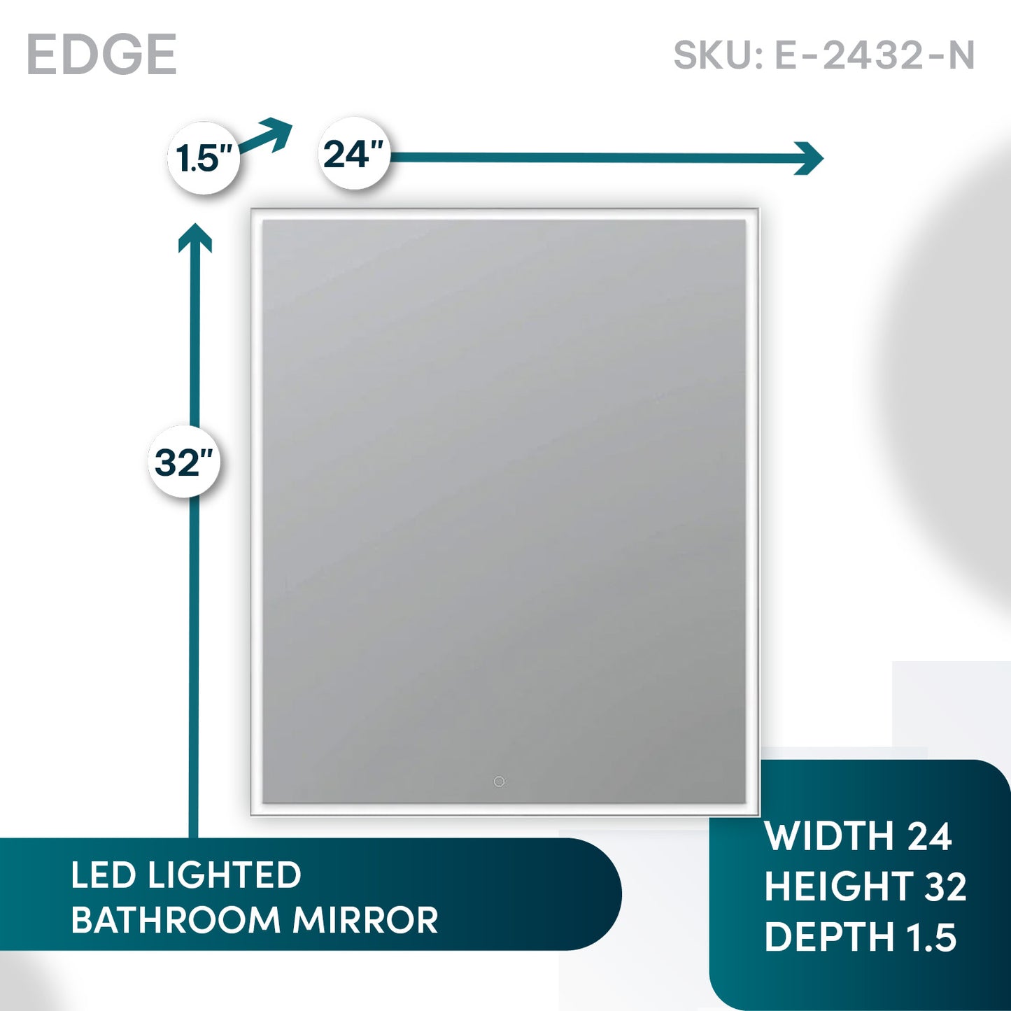 Aquadom Edge 24" x 32" LED Lighted Mirror