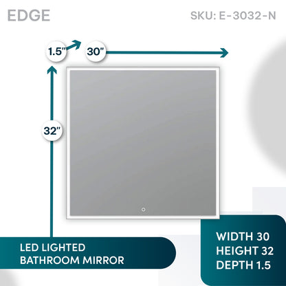 Aquadom Edge 30" x 32" LED Lighted Mirror
