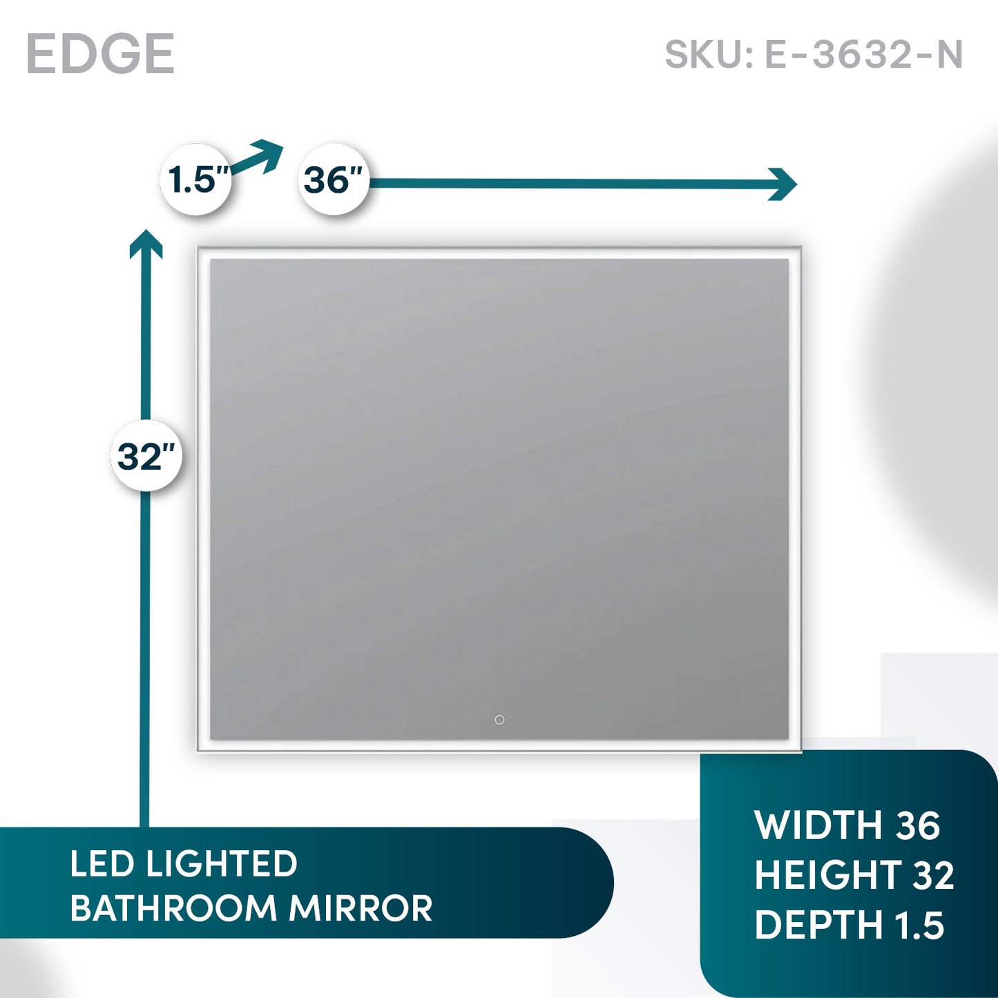 Aquadom Edge 36" x 32" LED Lighted Mirror