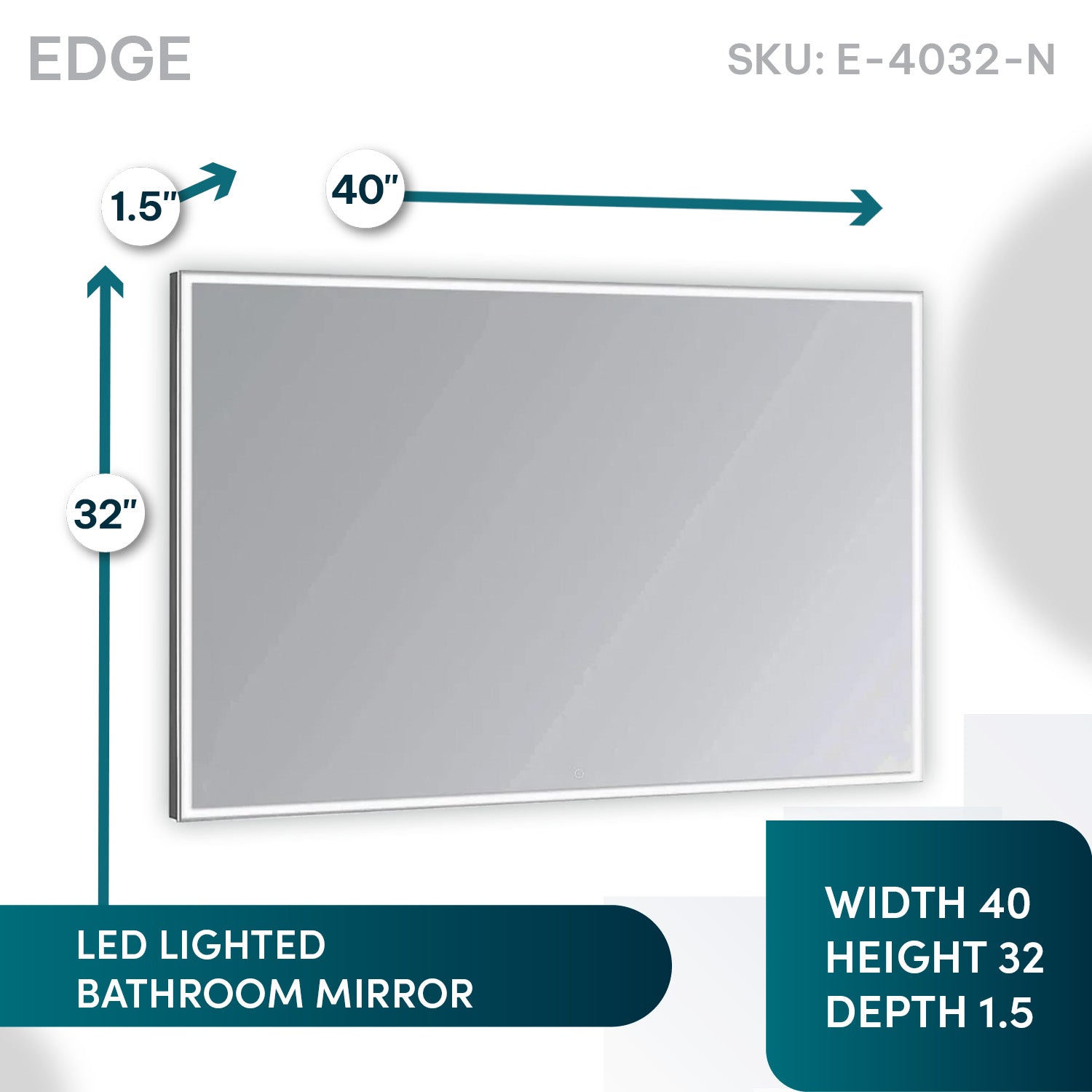 Aquadom Edge 40" x 32" LED Lighted Mirror