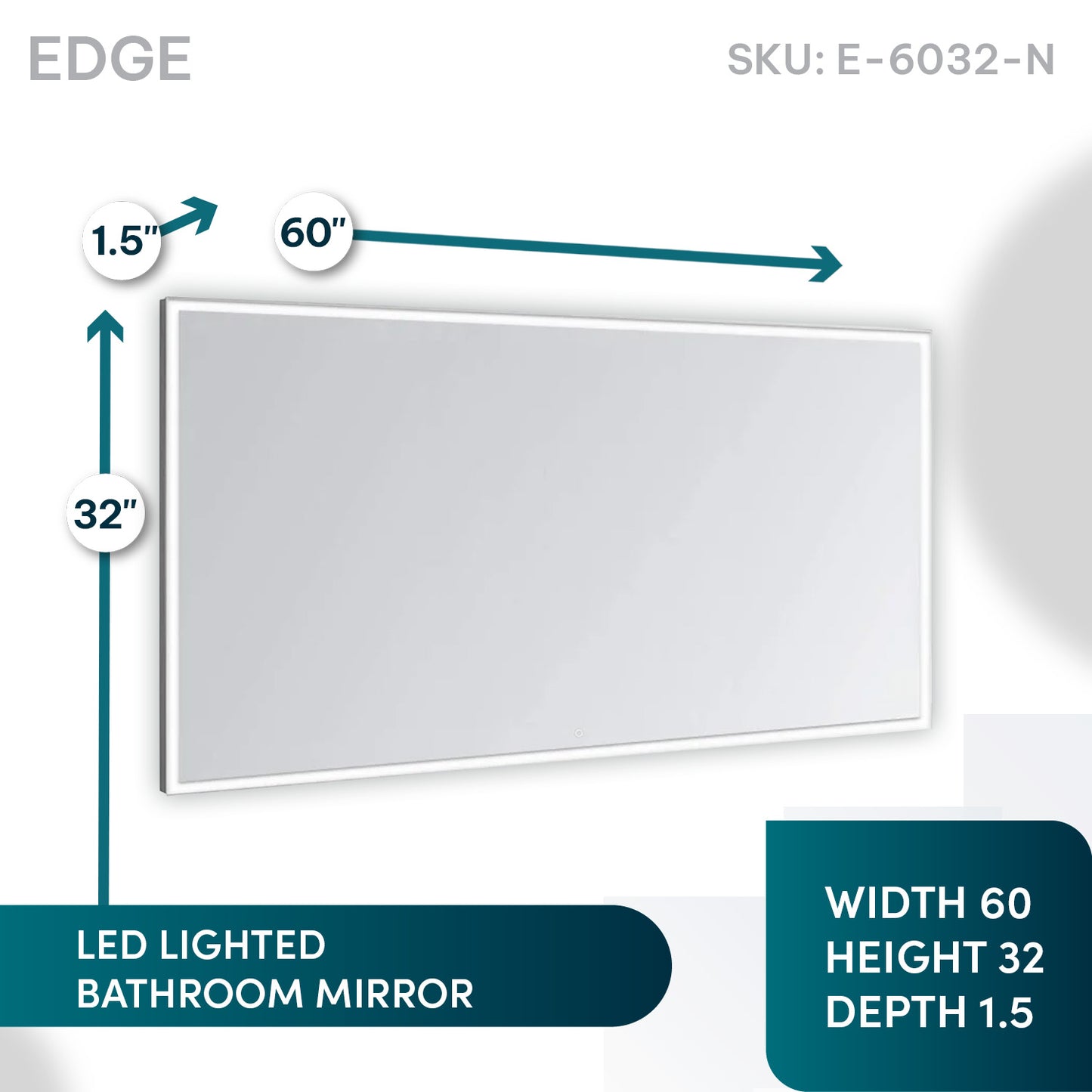 Aquadom Edge 60" x 32" LED Lighted Mirror