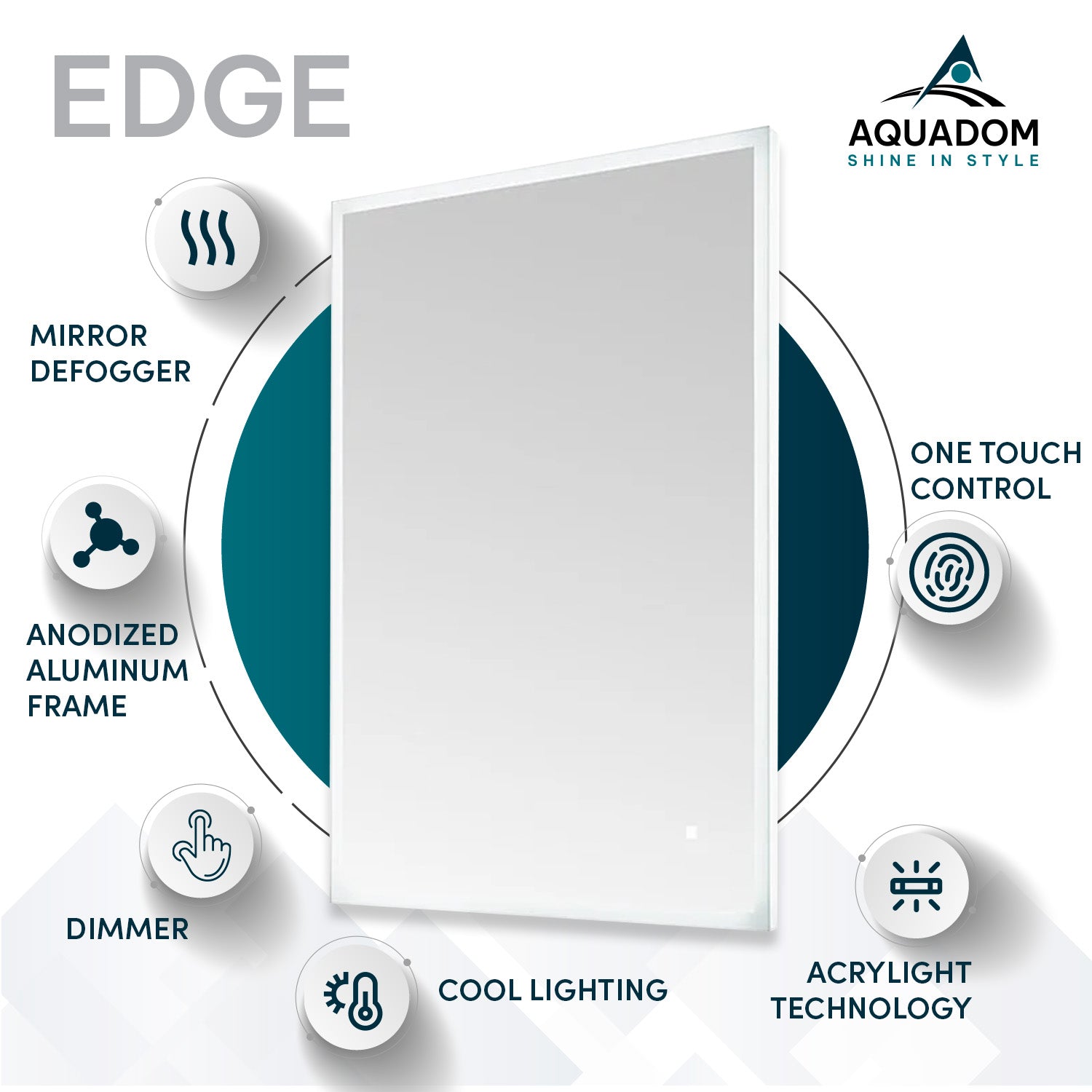 Aquadom Edge 60" x 32" LED Lighted Mirror