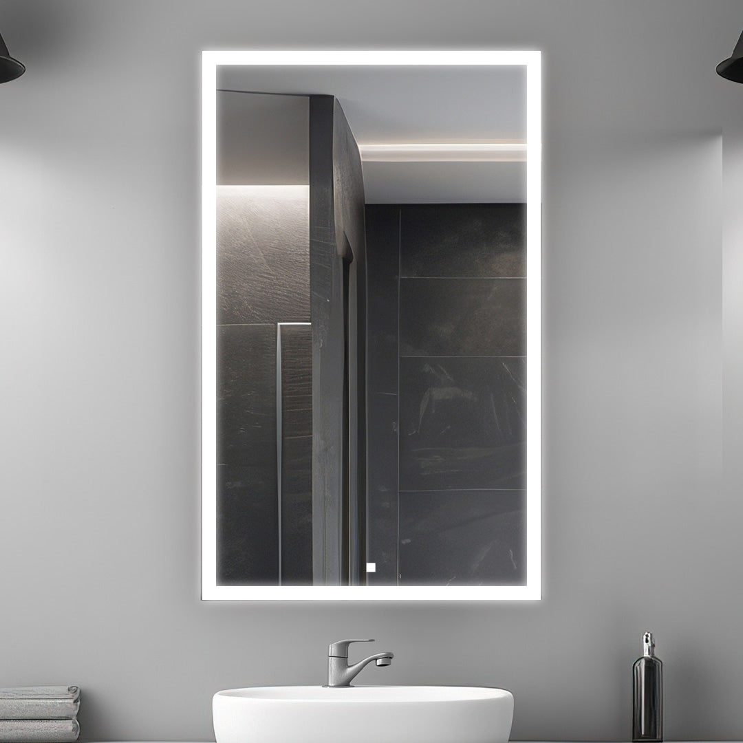 Aquadom Edge Royale 20" x 32" Left Hinged Medicine Cabinet With Lighting, Defogger, Integrated LED 3X Magnifying Mirror, 8mm Clear Adjustable Glass Shelves and Electrical Outlet With USB