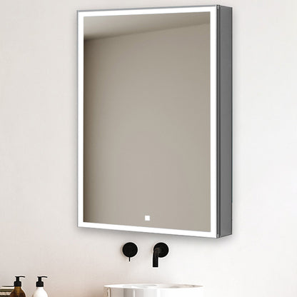 Aquadom Edge Royale 20" x 32" Left Hinged Medicine Cabinet With Lighting, Defogger, Integrated LED 3X Magnifying Mirror, 8mm Clear Adjustable Glass Shelves and Electrical Outlet With USB