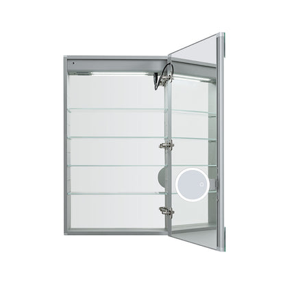 Aquadom Edge Royale 24" x 32" Right Hinged Medicine Cabinet With Lighting, Defogger, Integrated LED 3X Magnifying Mirror, 8mm Clear Adjustable Glass Shelves and Electrical Outlet With USB