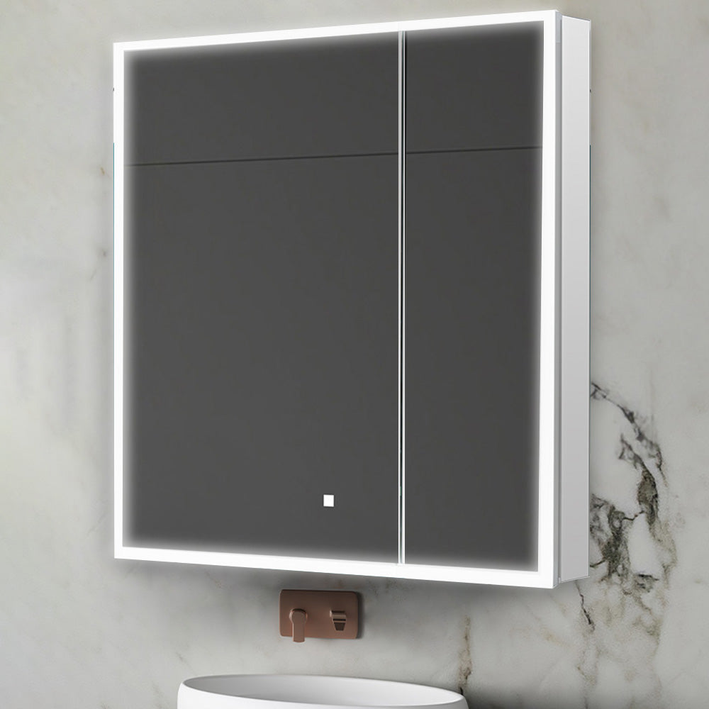 Aquadom Edge Royale 36" x 32" LED Lighted Medicine Cabinet With Defogger, Integrated LED 3X Magnifying Mirror, 8mm Clear Adjustable Glass Shelves and Electrical Outlet With USB