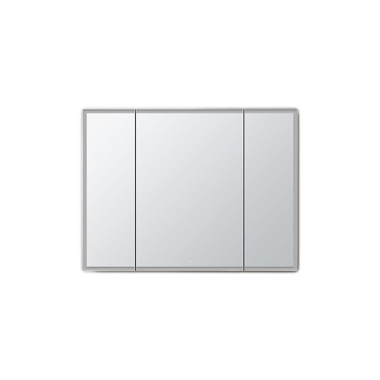 Aquadom Edge Royale 40" x 32" Triple-Door LED Lighted Medicine Cabinet With Defogger, Integrated LED 3X Magnifying Mirror, 8mm Clear Adjustable Glass Shelves and Electrical Outlet With USB
