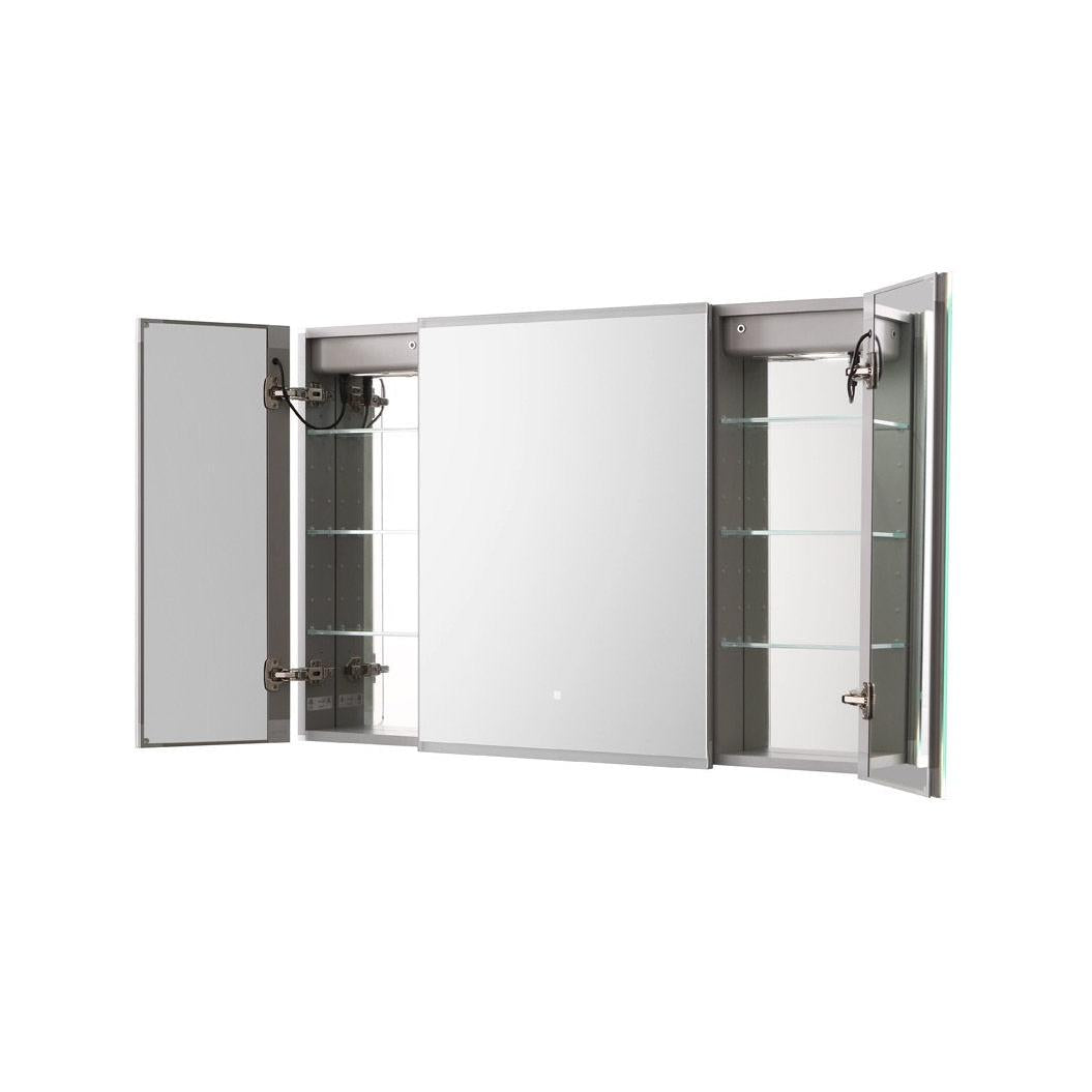 Aquadom Edge Royale 40" x 32" Triple-Door LED Lighted Medicine Cabinet With Defogger, Integrated LED 3X Magnifying Mirror, 8mm Clear Adjustable Glass Shelves and Electrical Outlet With USB