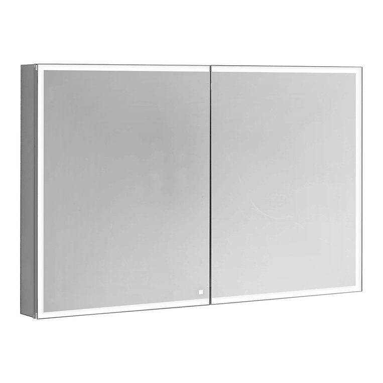 Aquadom Edge Royale 48" x 32" LED Lighted Medicine Cabinet With Defogger, Integrated LED 3X Magnifying Mirror, 8mm Clear Adjustable Glass Shelves and Electrical Outlet With USB
