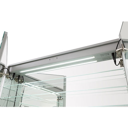 Aquadom Edge Royale 48" x 32" LED Lighted Medicine Cabinet With Defogger, Integrated LED 3X Magnifying Mirror, 8mm Clear Adjustable Glass Shelves and Electrical Outlet With USB