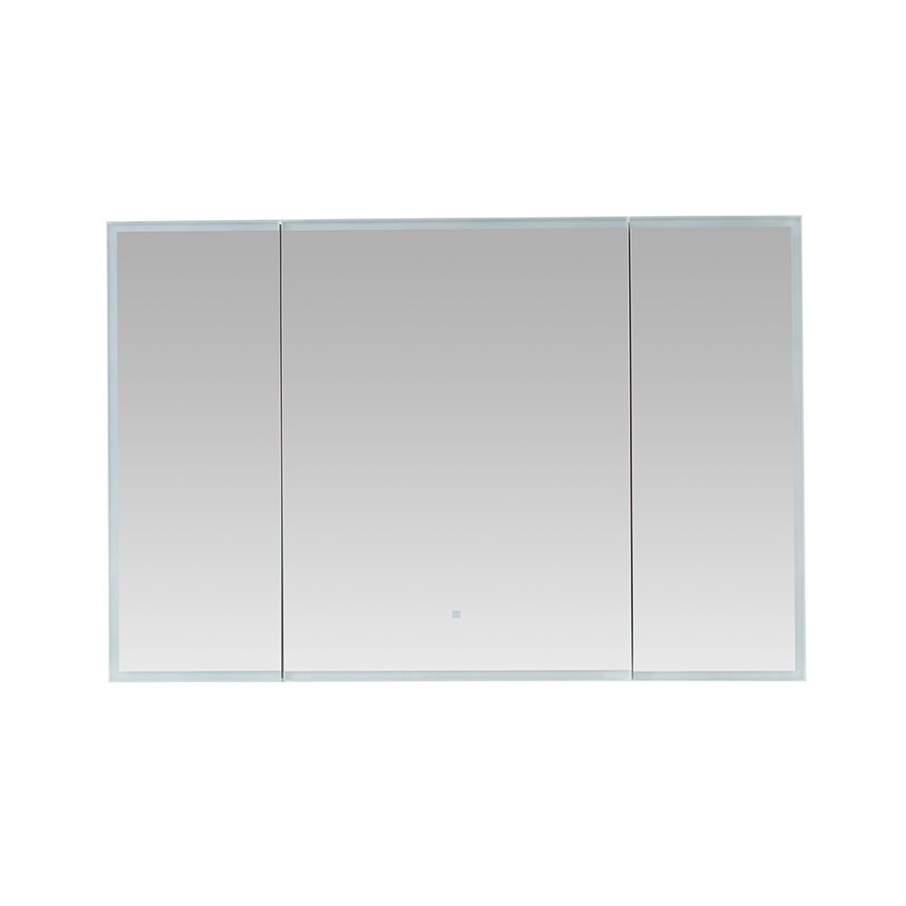 Aquadom Edge Royale 48" x 32" Triple-Door LED Lighted Medicine Cabinet With Defogger, Integrated LED 3X Magnifying Mirror, 8mm Clear Adjustable Glass Shelves and Electrical Outlet With USB