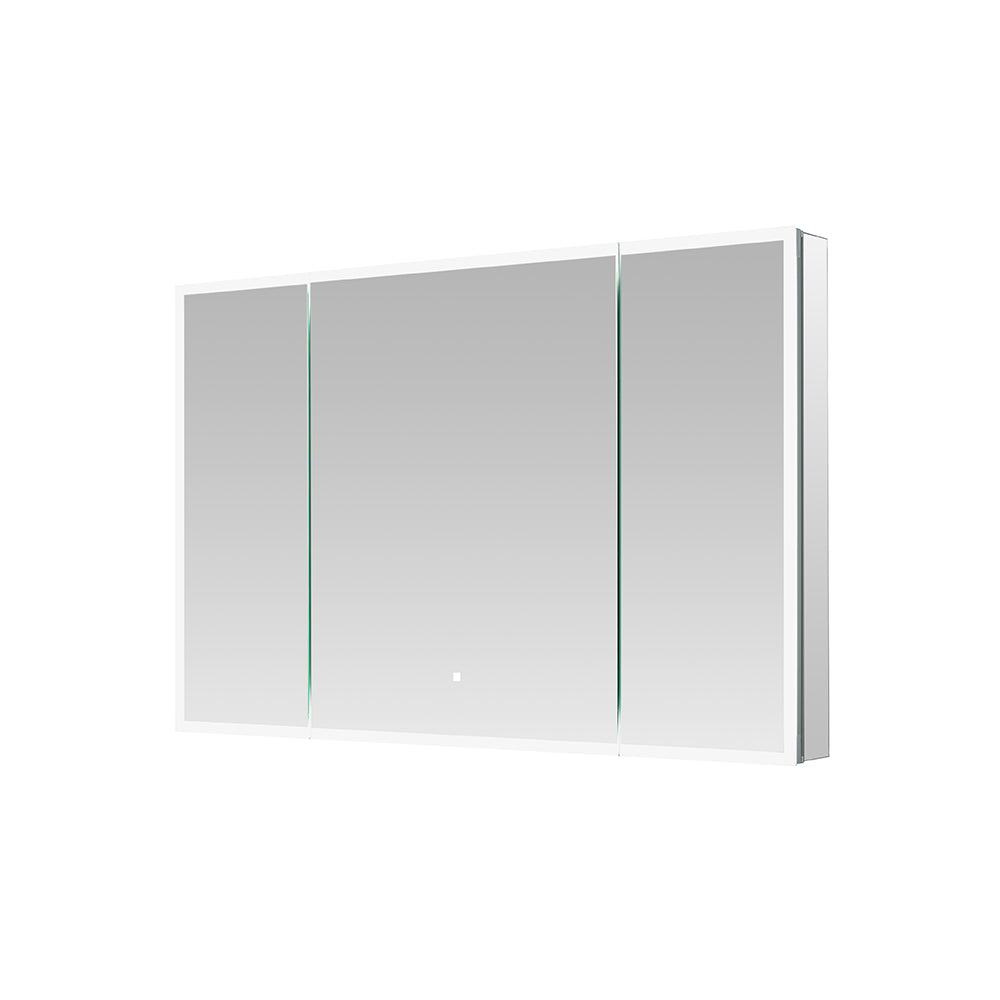 Aquadom Edge Royale 48" x 32" Triple-Door LED Lighted Medicine Cabinet With Defogger, Integrated LED 3X Magnifying Mirror, 8mm Clear Adjustable Glass Shelves and Electrical Outlet With USB