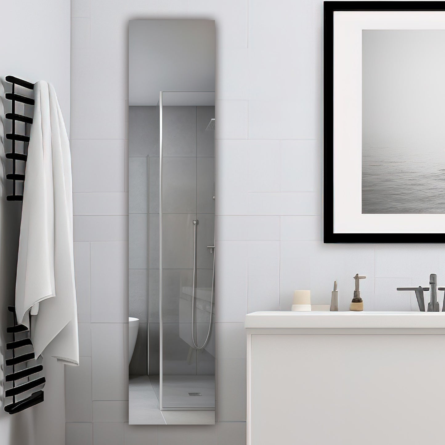 Aquadom Royale 15" x 70" Rectangular Right-Hinged Recessed or Surface Mount Medicine Cabinet With LED Lighting, Touch Screen Button, Defogger