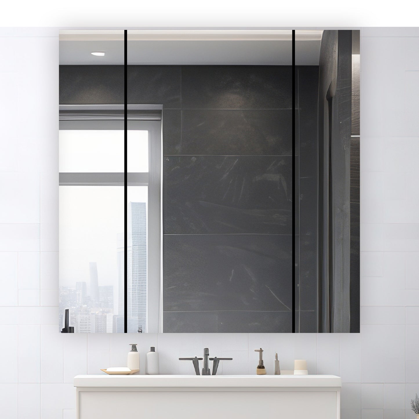 Aquadom Royale 36" x 30" Rectangular Triple-Door Recessed or Surface Mount Medicine Cabinet