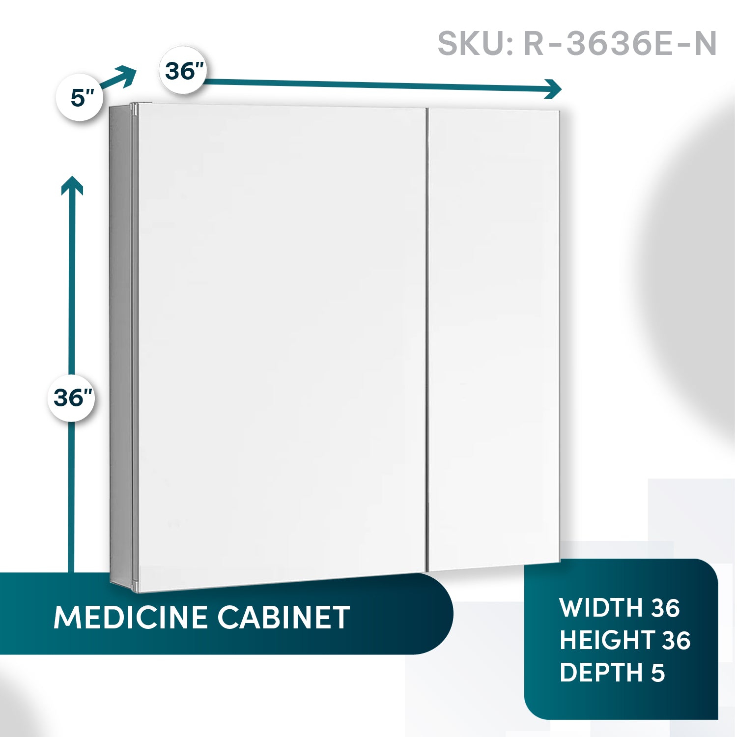 Aquadom Royale 36" x 36" Square Double-Door Recessed or Surface Mount Medicine Cabinet