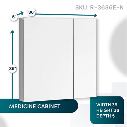 Aquadom Royale 36" x 36" Square Double-Door Recessed or Surface Mount Medicine Cabinet