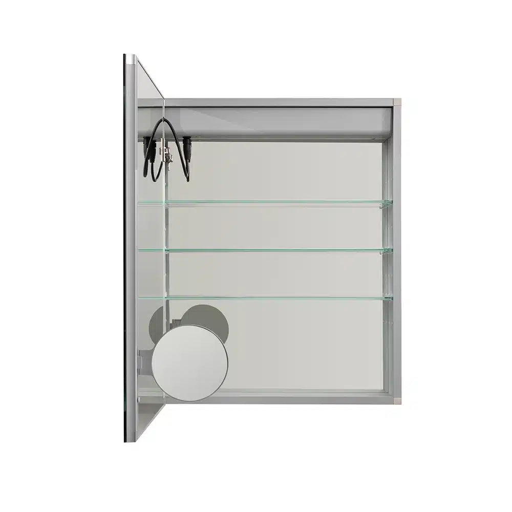 Aquadom Royale Basic Q 24" x 30" Rectangular Single View Left-Hinged Recessed or Surface Mount Medicine Cabinet With LED Lighting, Touch Screen Button, Dimmer